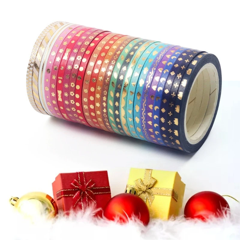 24 rolls набор декоративного скотча Васи красочные широкий Фольга из золотых цветов