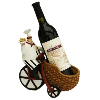 

Creative Ride Bike Chef Resin Red Wine Rack Art&Craft Western-style Restaurant Wine Cabinet Ornaments X4174