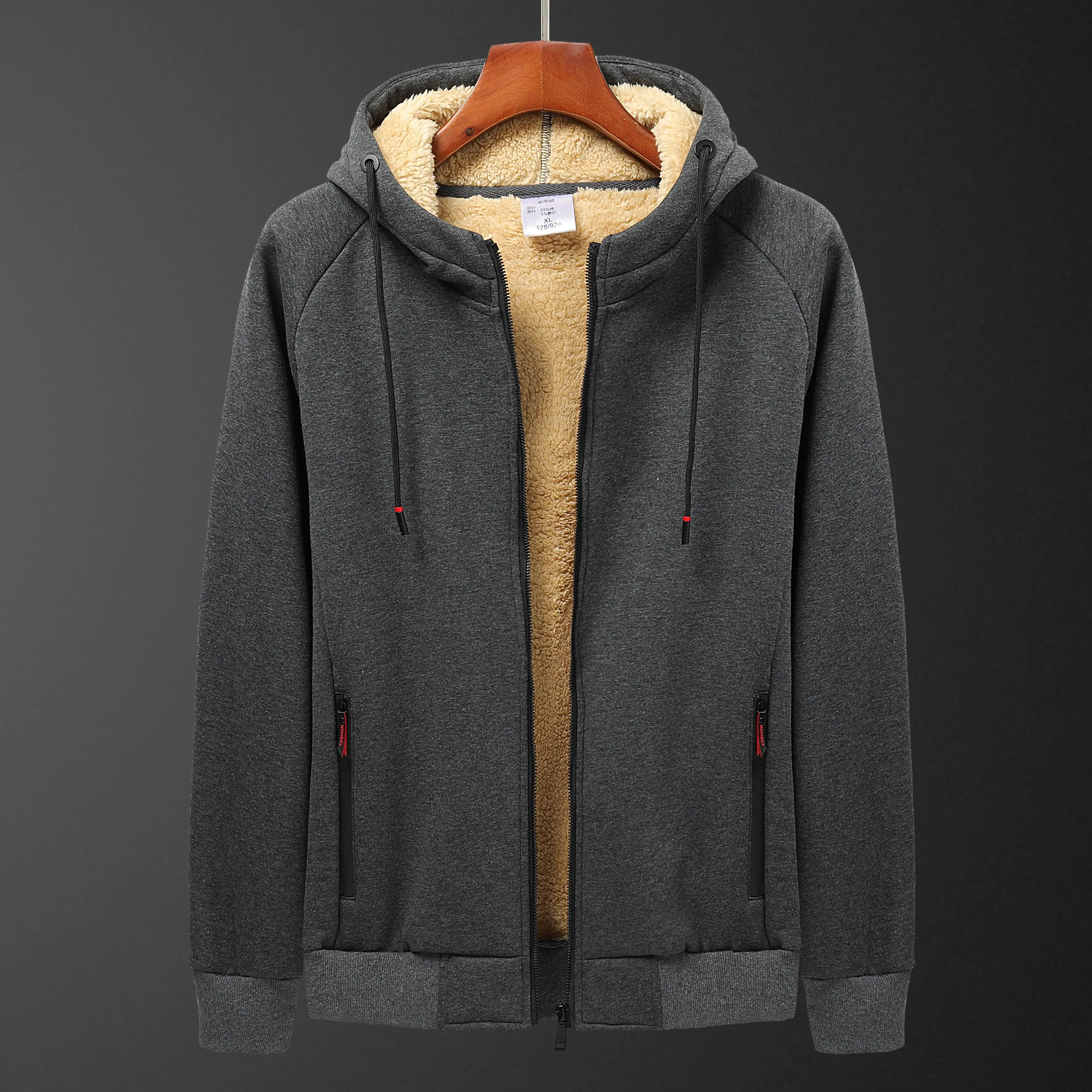Plush-Coat Hoodie Streetwear Cashmere Winter Casual L-8XL Lamb Thicken Mens Cotton New
