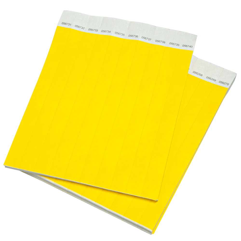 Solid NEW Yellow Color 3/4 inch Tyvek Wristbands with Series Numbers, ID Wristbands for Party Events, 500 Pieces
