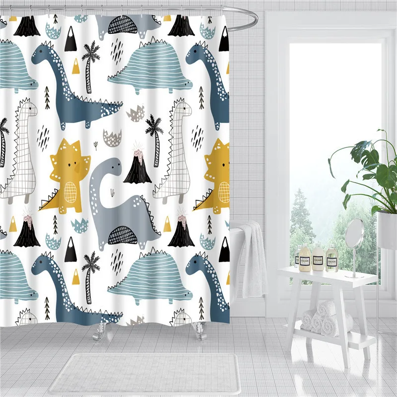 Shower Curtain Set 3D Funny Oil Painting Waterproof Polyester Fabric Bathroom  Door 180X200cm Bath Curtains 2