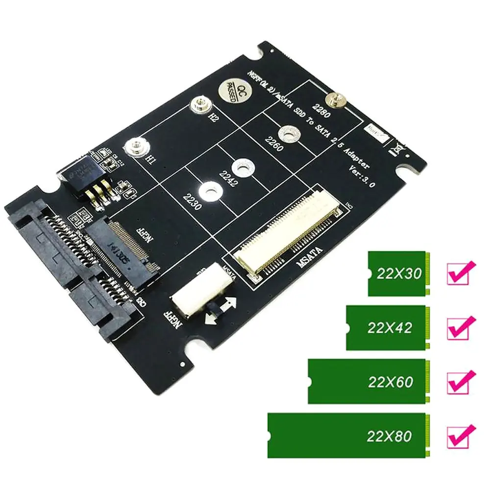 M.2 NGFF в SATA III SSD твердотельный накопитель переходная карта Поддержка 2230/2242/2260/2280 M.2 SSD коробка SSD адаптера