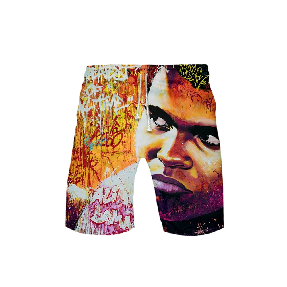 Мужские 3D шорты Muhammad Ali, 3D шорты, летние новые быстросохнущие мужские шорты в стиле хип-хоп, пляжная одежда