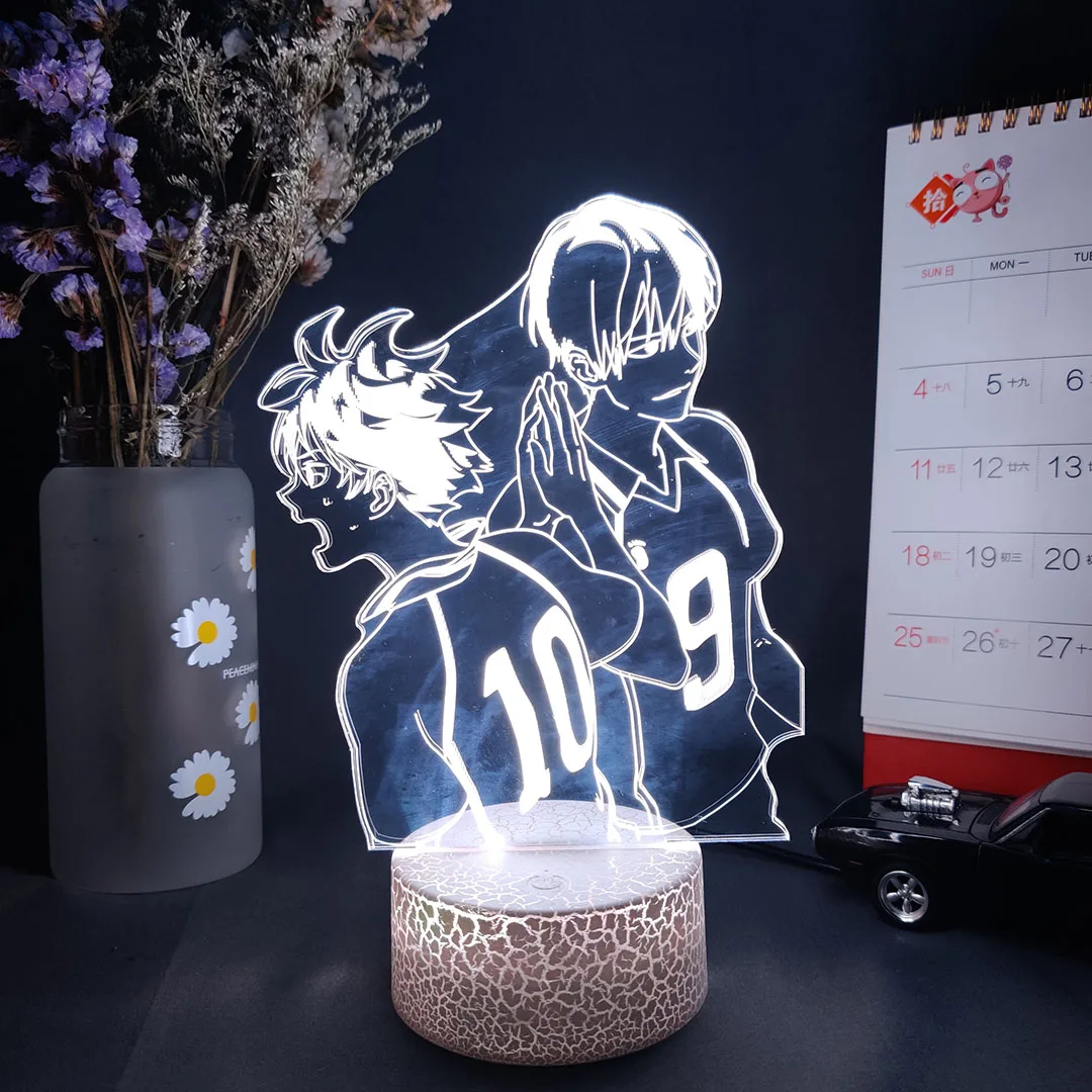 

3D светодиодный светильник Hinata Shoyo & kageyama tobio фигурка акриловая Ночная лампа RGB мигающий подарок настольная Настройка ПК подсветсветильник освещение декор комнаты