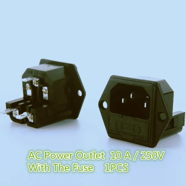 10A 250V AC Power Outlet Electrical Socket YT599Y Outlet Cable Black Fuse Dual Function Design Connector Drop Shipping