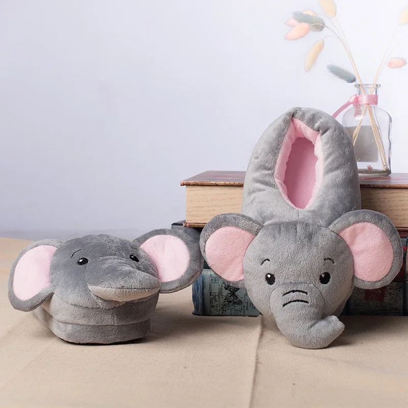 

Hot Funny Elephant Cartoon Plush Slippers Kids Winter Warm Soft Indoor Shoes Home Slippers Boys Girls Animals Cotton Shoes