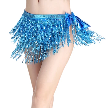 

Belly Dance Dancer Costume Sequins Tassel Fringe Belt Waist Wrap Skirt Stage Bead Piece Skirt