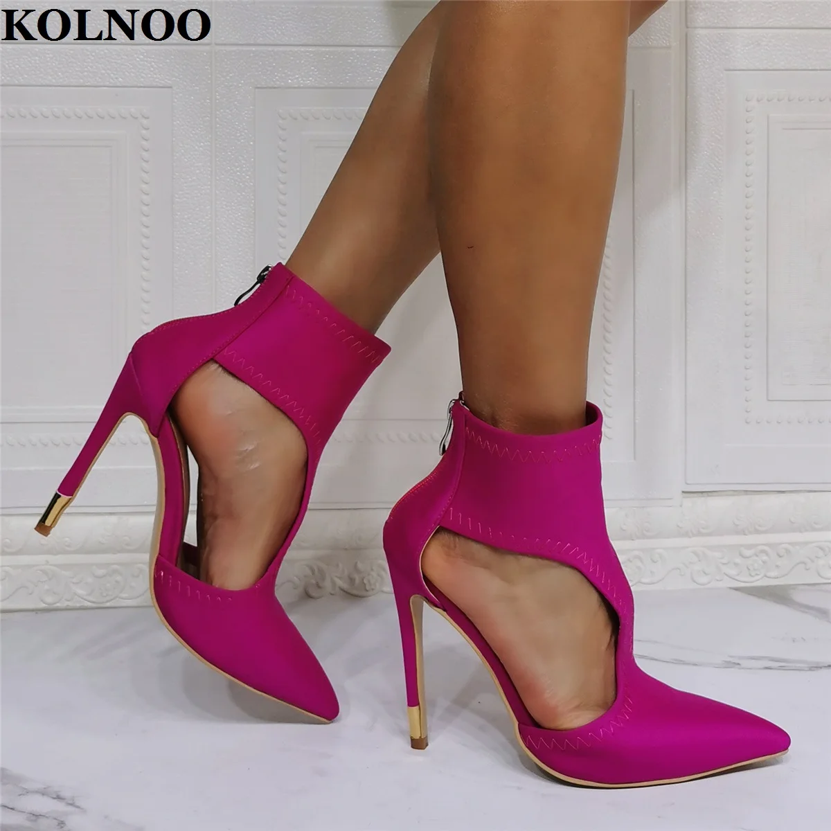 

Kolnoo Womens Handmade Real Photos High Heels Pumps J-strap Designed Pointed-toe Party Prom Evening Club Fashion Court Shoes