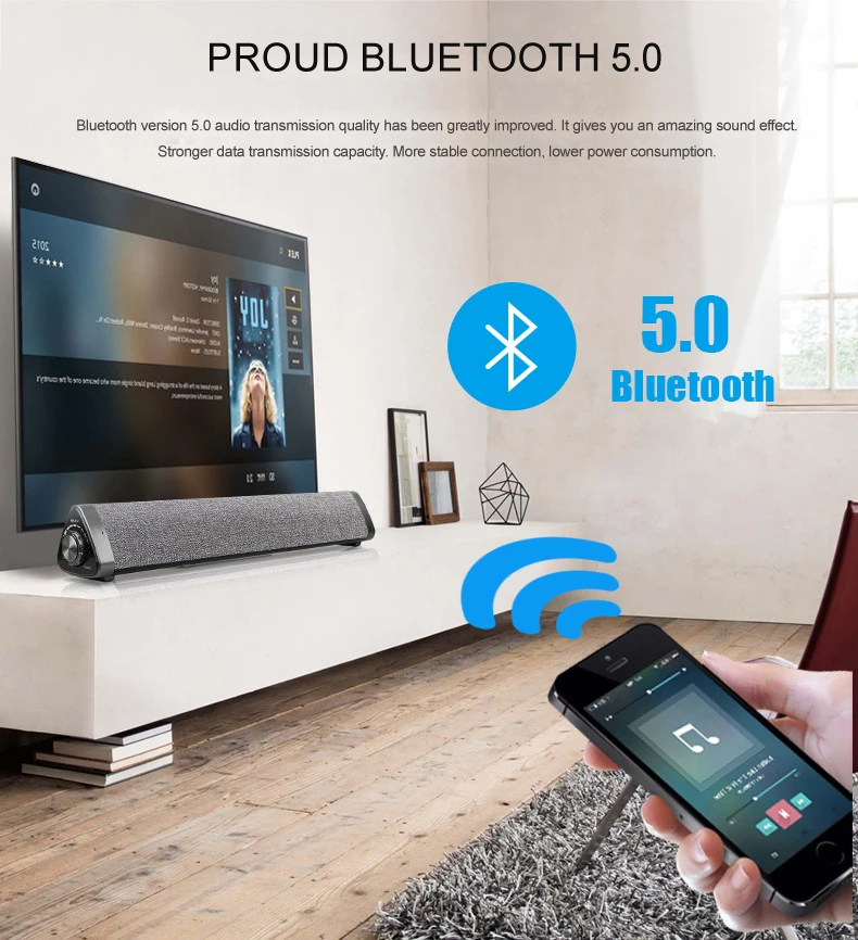 

10W Bluetooth speaker wireless Stereo Sound Bar tv home theater 5.0 With Remote Control Deep Bass Desk For PC TV Computer Phone