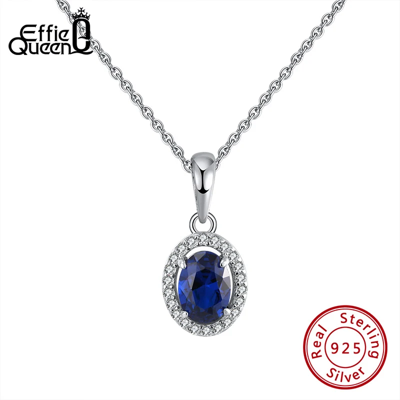 Effie Queen ожерелье с кулоном из настоящего серебра 925 пробы серебряный цвет синий