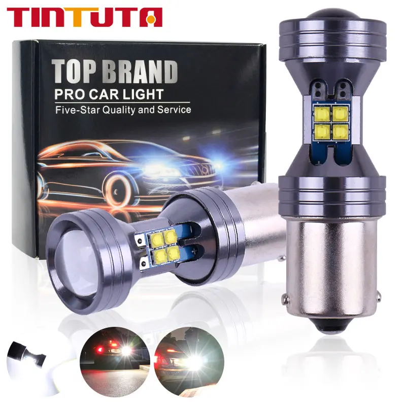 Canbus 12-24V P21W Led Bay15D W21W W21/5W 7440 7443 T20 Bianco 1300Lm Lampadina Led Auto P21/5W Indicatore Di Direzione 1156 3030 10Smd Led Auto