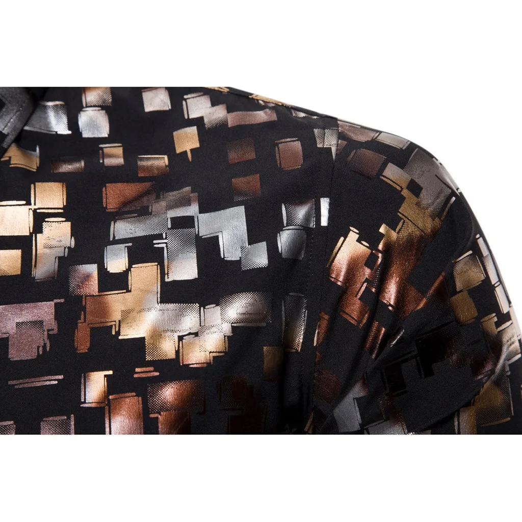 Мужская приталенная рубашка с длинным рукавом и винтажным принтом в этническом