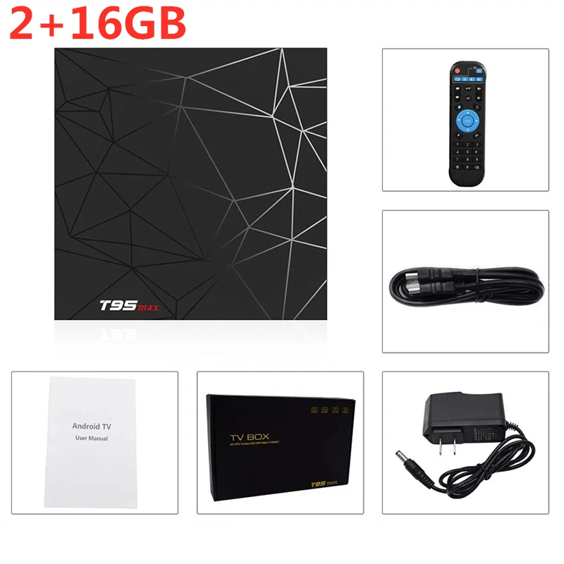 2GB 16GB T95 MAX Smart tv Box Android 9,0 6K Ultra HD четырехъядерный Cortex-A53 4 Гб+ 32 ГБ 2,4 ГГц Wifi Поддержка Google плеер Ip tv Smart tv - Цвет: 2GB 16GB