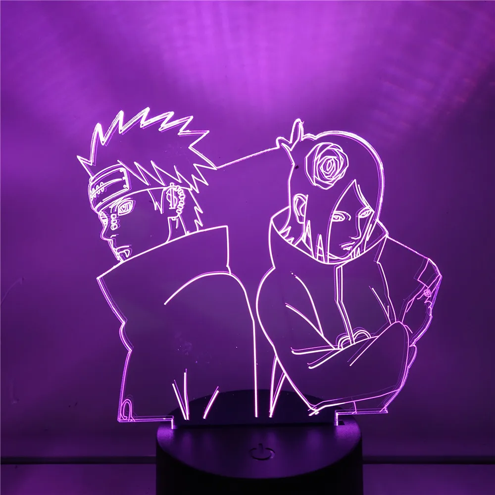 NARUTO Nagato Konan 3D Night Light Anime Lamp Yahiko Bedroom Decoration Lighting Luminaria Lampe For Home Decor Figure Lampara