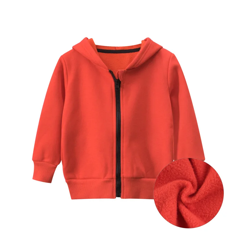 hoodie kid NewEarly Autumn Winter Kids Coat Zipper Jacket Boys Girls Plus Velvet Warm Hooded Solid Plain Sweatshirt Tops Children's Clothes kids' yellowstone t shirts