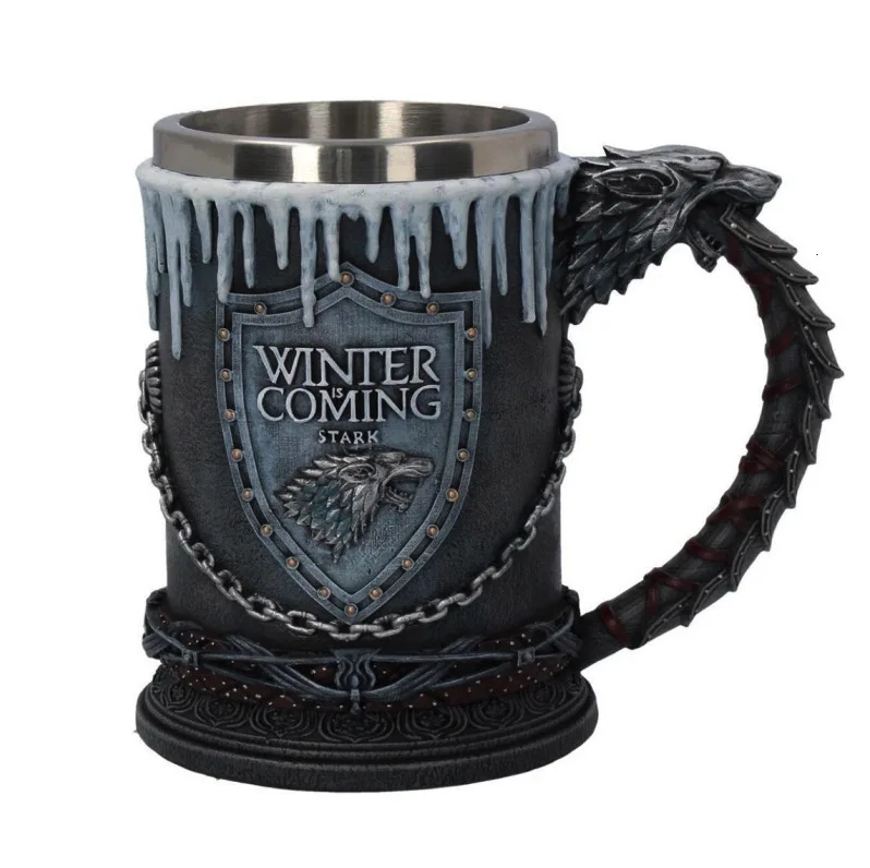 

GAME OF THRONES IRON THRONE TANKARD 620ML Stainless Steel Resin Cups SIGIL TANKARD Skull Mug Beer Drinkware Cup