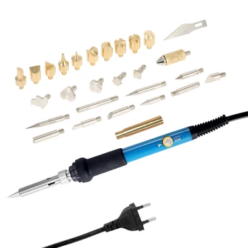 

Hot 28PCS 60W Electric Temperature Welding Soldering Iron Kit Carving Pyrography Tool Wood Embossing Burning Soldering Set