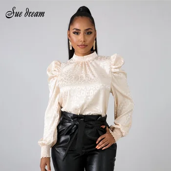 

2020 Spring New Women'S High Quality Elegant Top Sexy Round Neck Bubble Long Sleeve Club Celebrity Party Top Vestidos