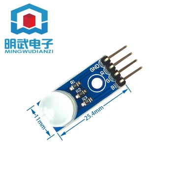 

RGB LED module Tri-color LED module 10mm common cathode fog 5V power supply PCB size: 25*11mm