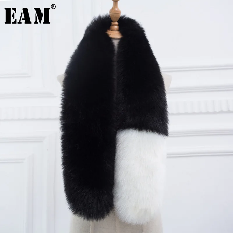 

[EAM] Women Keep Warm Hit Color Spliced Temperament Brief Scarf New Long Personality Fashion Tide Autumn Winter 2019 JY881