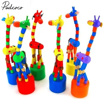 

Pudcoco Funny Children Learning Toys Wooden Animal Giraffe Baby Kids Developmental Toy