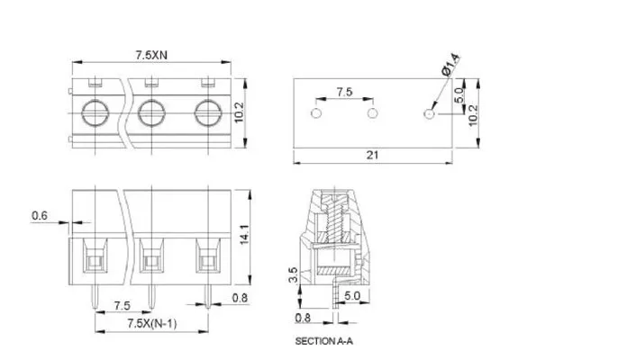 100 шт. KF128-7.5-2P винт 2Pin 7,5 мм прямой вывод pcb винт клеммный блок разъем 300 В/10A зеленый цвет