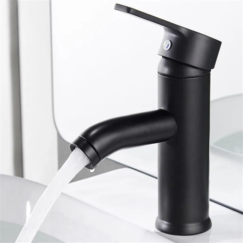 

Basin Sink Faucet Black Hot Cold Water Tap Mounted Brass Bathroom Mixer Tap