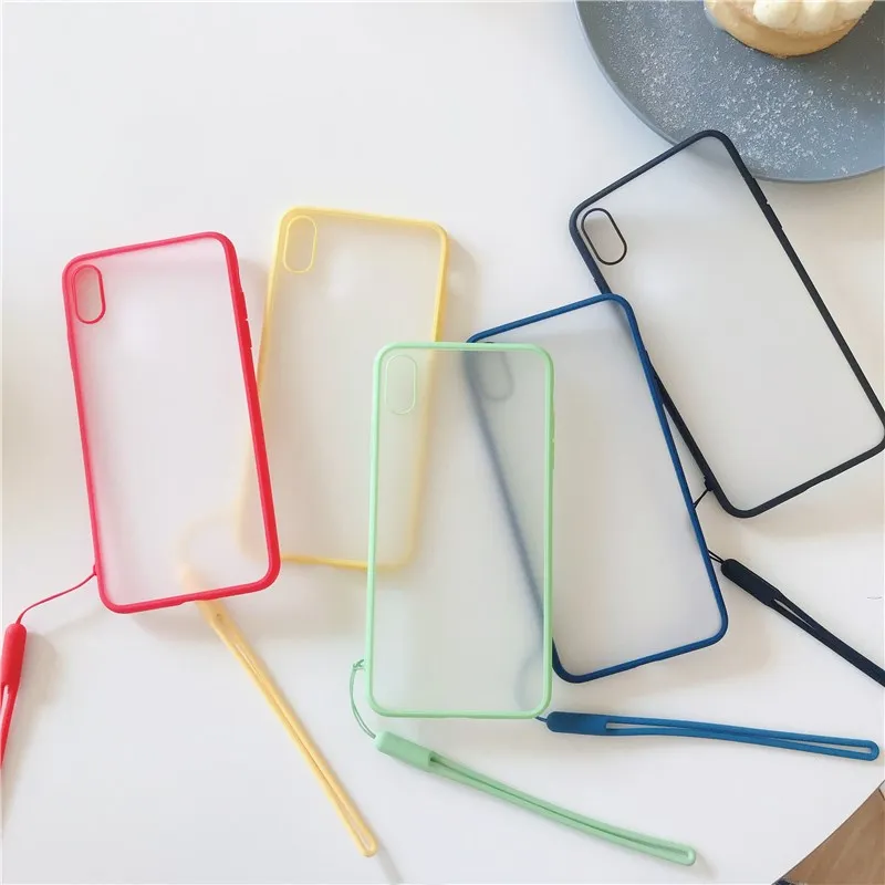 

Simple Clear Soft Tpu Case for Iphone X Xs Max Xr Matte Candy Case for Iphone 6s 7 8plus Xr Strap Case Mint Yellow Back Cover