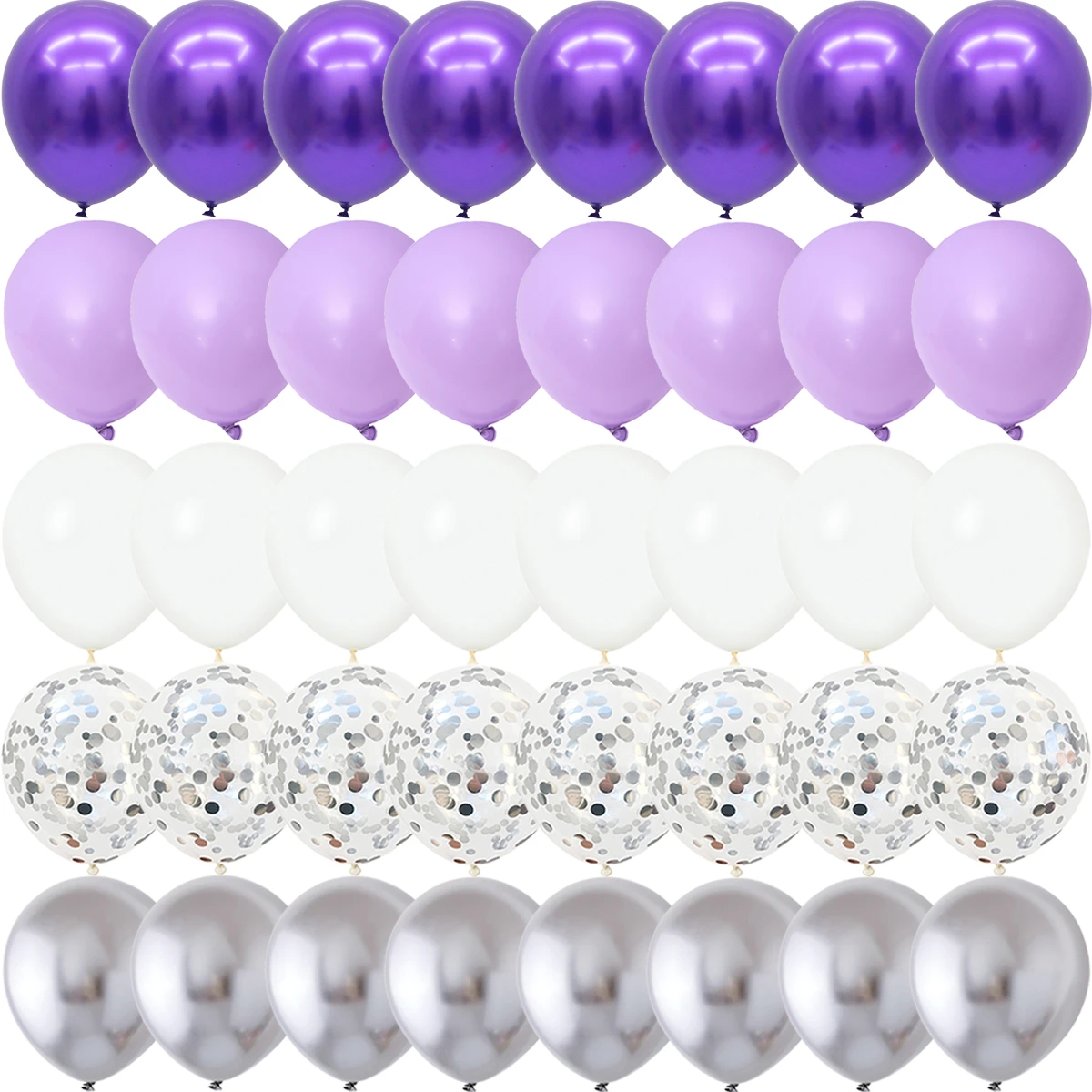 40PCS Christmas Silver White Purple Metal Latex Confetti Balloons Wedding Decorations Matte Globos Birthday Party Decorations