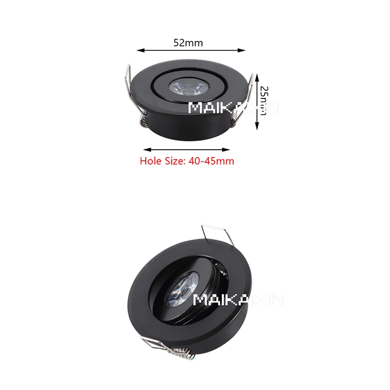 4/10pcs Led 미니 통 1W 3W 디 밍이 가능한 스포트 라이트 Recessed 램프 AC85-265v 천장 조명 알루미늄 52mm 드라이버