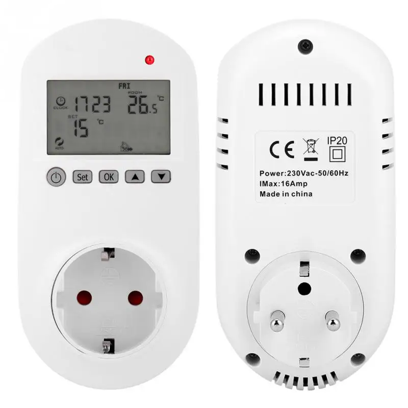 Wireless LCD Display Socket Digital Heating Thermostat Temperature Controller HY02TPR EU Plug Kitchen Outlet Tuya | Обустройство дома