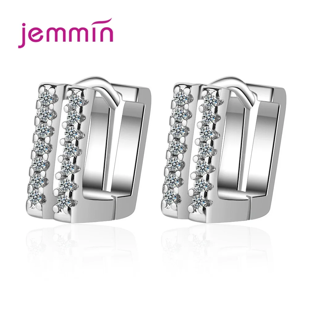

Geometric 925 Sterling Silver Cubic Zircon Earrings Female Temperament Personality Simple Hoop Earrings For Women Jewelry