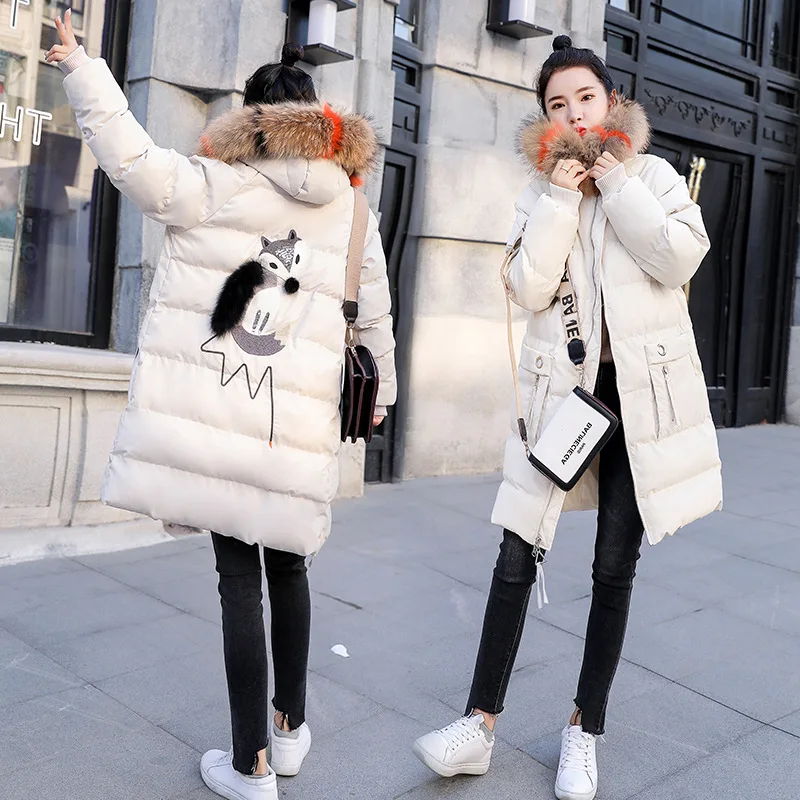 

Cotton-padded Clothes Women's Long 2018 Winter New Style Korean-style Slimming Waist Hugging Warm down Jacket Cotton-padded Clot