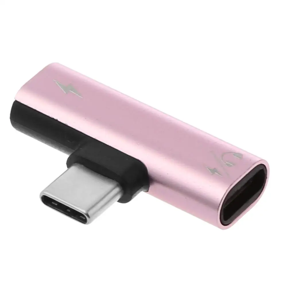 USB C type C штекер-двойной тип C Женский Кабель-адаптер для зарядки наушников AUX аудио для Xiaomi Mi 6 6x huawei P20 mate 20/10 Pro - Цвет: pink