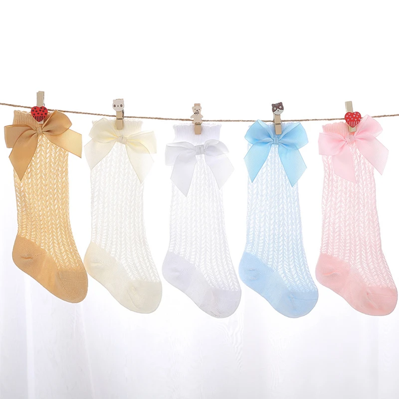 0-4Y estilo español calcetines de niñas bebé Arcos hasta la rodilla calcetines de NIÑOS Calcetines niños tubo calcetín largo hueco alta princesa calcetines | Calcetines