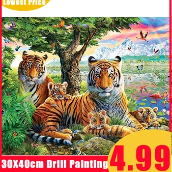 

5D DIY Diamond Painting Full Square/Round Drill Tigers Pattern Cross Stitch Embroidery Animal Diamond Mosaic Home Decor Gift