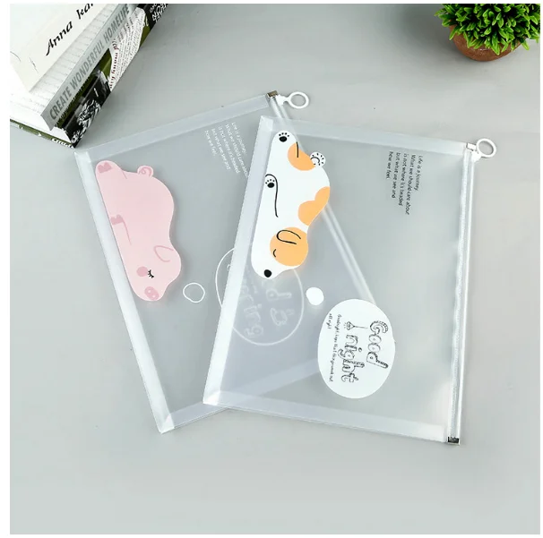 2/4pc waterproof multi-functional transparent document cartoon A4 document bag storage box office school stationery file bag office folder binder folder