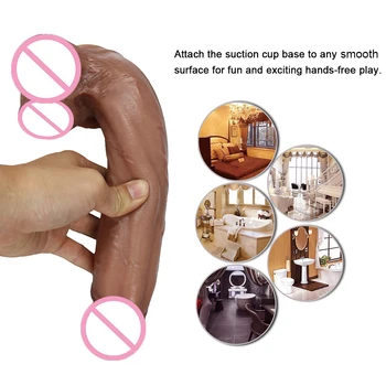 8.26 Inch XXL Realistic Dildo With Powerful Suction Cup Realistic Penis Sex Toy Flexible G-spot Dildo Soft Curved Shaft And Ball 5
