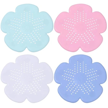 

New Drain Hair Catcher Kitchen Sink Drain Strainer Shower Drain Hair Trap Silicone Drain Covers 4 PCS