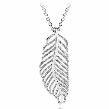 

925 Sterling Silver Necklace Light as a Feather With Clear Cubic Zirconia Necklace For Women Wedding Gift Fine Fine Jewelry