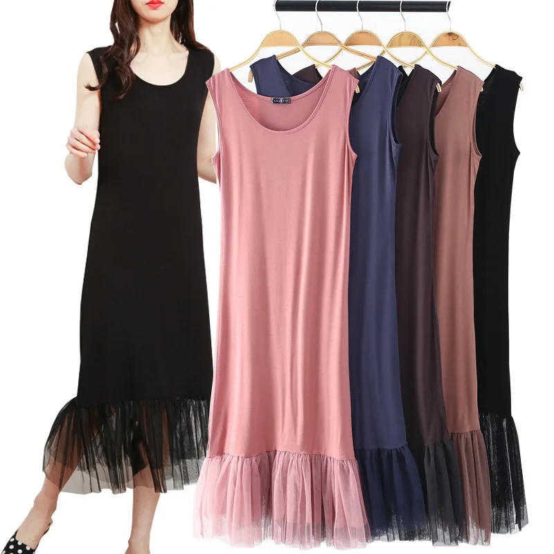 

19 Spring And Summer New Style Joint Voile Sleeveless Dress Women's Korean-style Slimming Fishtail Skirt Render Vest Dress