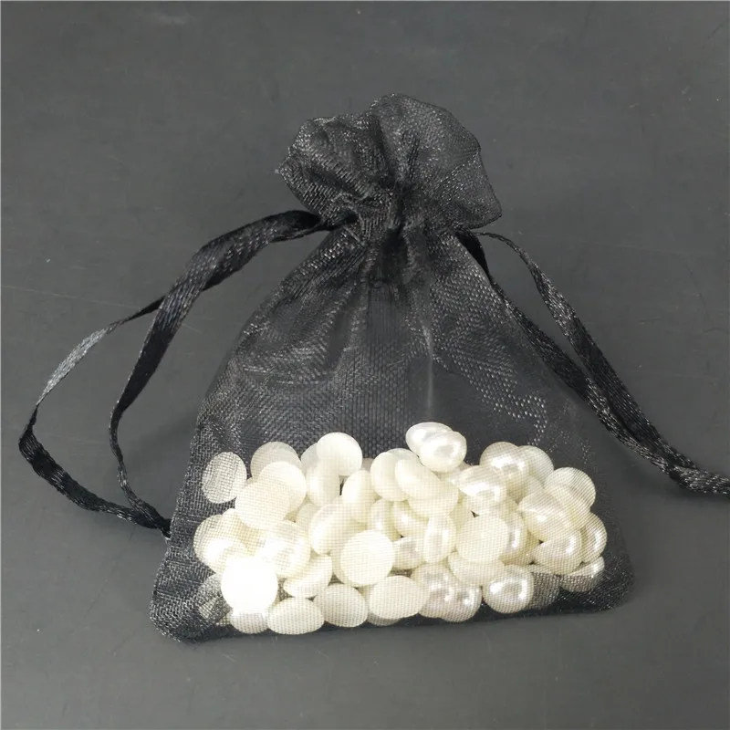 50 шт. большой размер Сумка из органзы 13x18 15x20 17x23 20x30 см сумка для украшений свадьба конфеты подарок сумка для дня рождения упаковка 7Z - Цвет: Black
