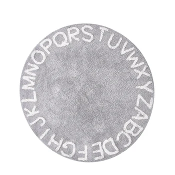 

Abc Alphabet Kids Crawling Play Mat - Super Soft Knitting Educational Washable Area Rugs Round 120CM Diameter Grey
