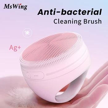 

Ultrasonic Electric Facial Cleansing Brush Antibacterial Face Cleanser Pore Scrubber USB Silicone Smart Facial Cleansing Device