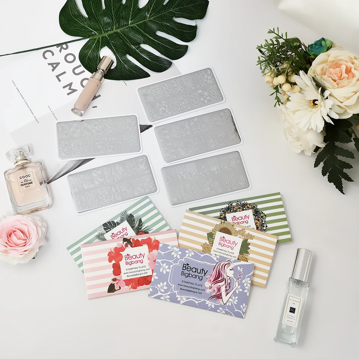 Beautybigbang 5 шт. набор штамповочных пластин для девочек Олень цветок листья полосатые линии изображения ногтей штамповки пластин дизайн ногтей шаблон набор