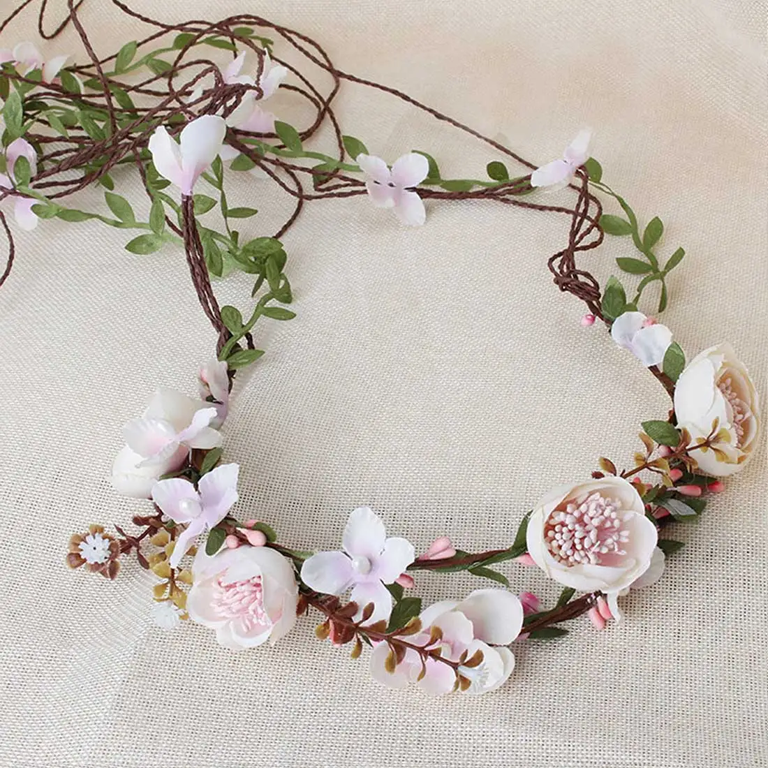 1.5M Bride Wedding Headband Crown Floral Headdress Flower Beach Party Halloween Hairband