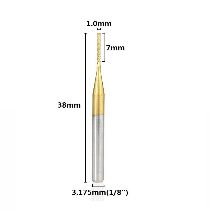 XCAN 10 шт. 1,0 мм с титановым покрытием твердосплавные концевые фрезы PCB гравировальный резец для подрезки кромок ЧПУ фрезы Концевая фреза для печатной платы