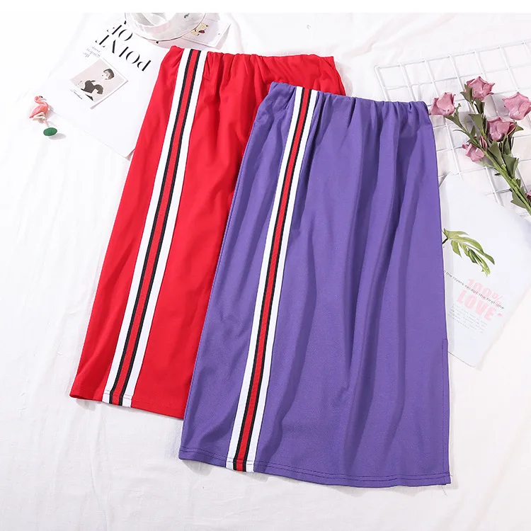 

Special Offer WOMEN'S Dress Processing Korean-style Summer Side Stripes High-waisted A- line Skirt Versatile Skirt 6.24