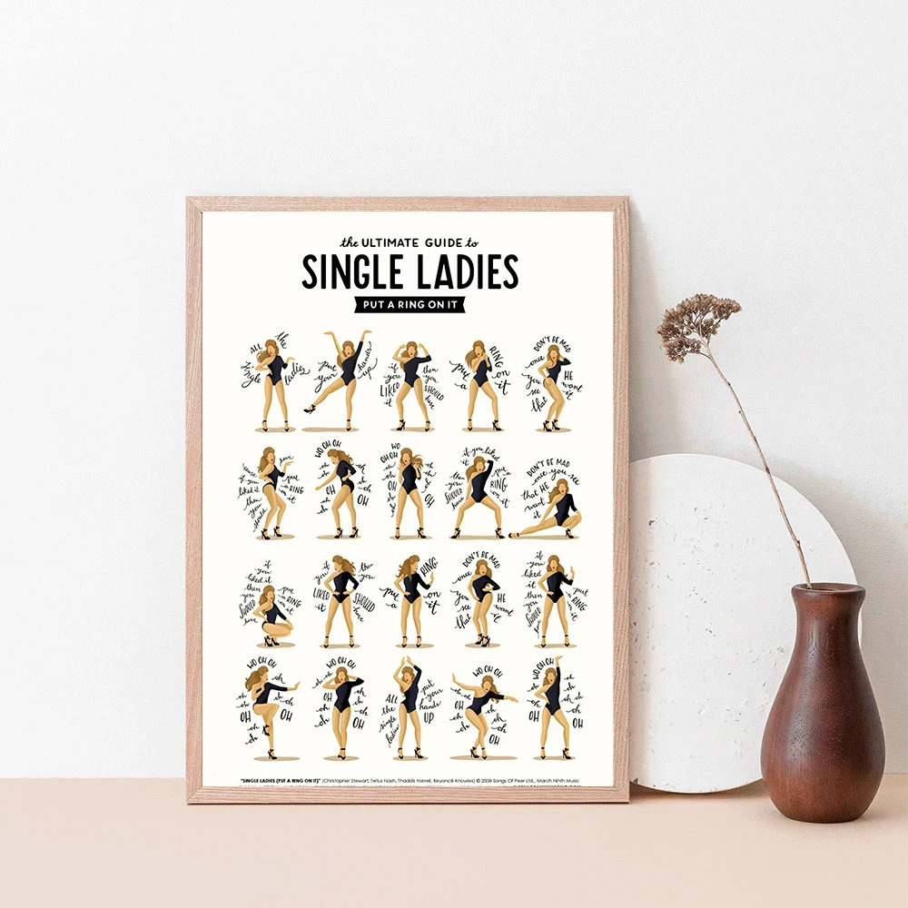 

Poster and Print Single Ladies Dance Music Nordic Art Dancing Gift for Girls Picture Funny Wall Art Home Decor Canvas Painting