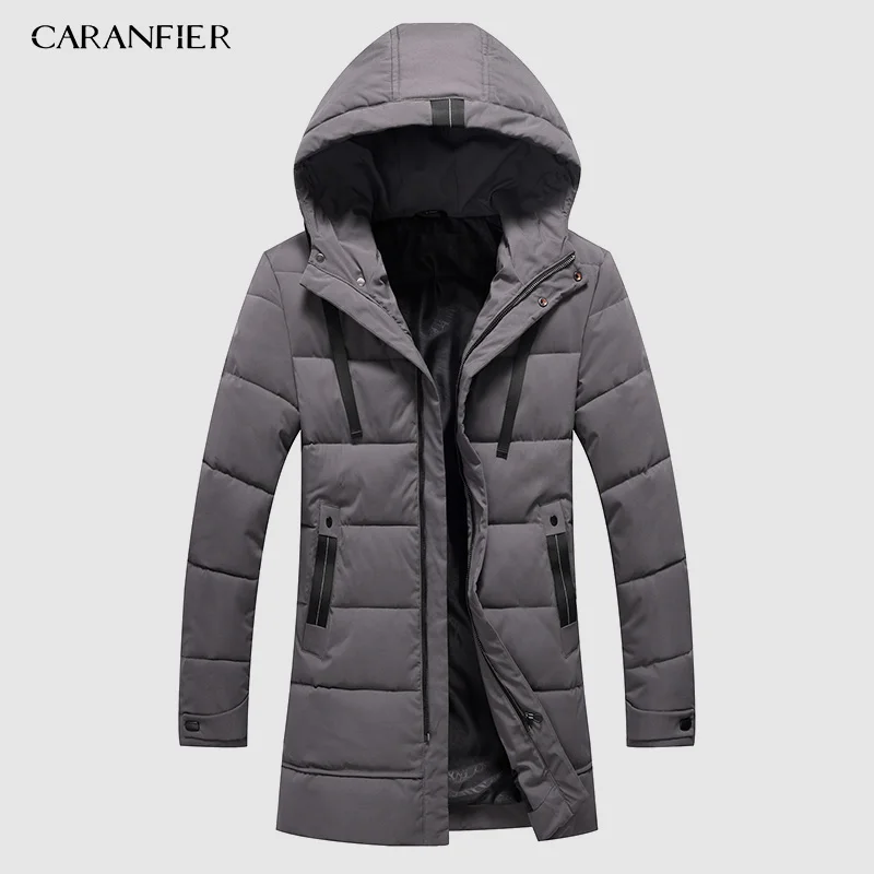 CARANFIER 6XL 7XL 8XL мужская длинная парка Теплая Зимняя брендовая куртка Роскошная